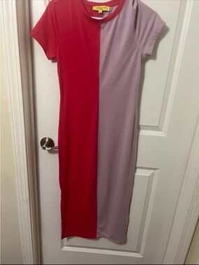 Circus by Sam Edelman Two-Tone Red and Lavender Asymmetrical Dress